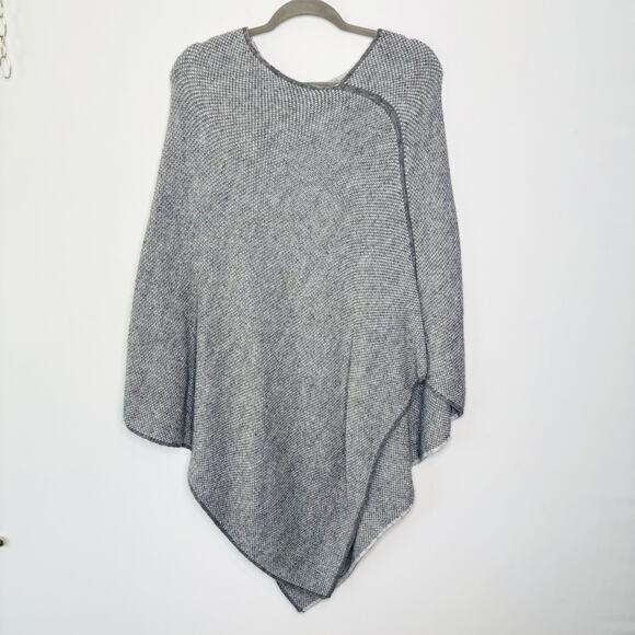 Fratelli Talli Italy Wool Alpaca Blend Gray Knit Cape Poncho One Size Lagenlook - Picture 1 of 9